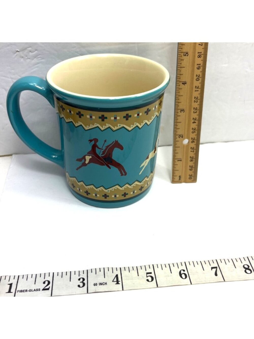 Pendleton Ceramic Mug With Native American Horse Design Teal Dishwasher 65h - Picture 3 of 7
